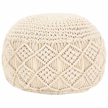 vidaXL Poef macramé handgemaakt 45x30 cm katoen, Verzenden, Nieuw