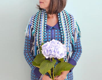 Haakpakket byClaire Omslagdoek Blauwtinten, Ophalen of Verzenden, Nieuw, Breien of Haken, Wol of Garen