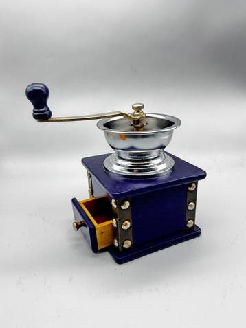 Vintage Italian Style Wooden Coffee Grinder – Cobalt Blue &
