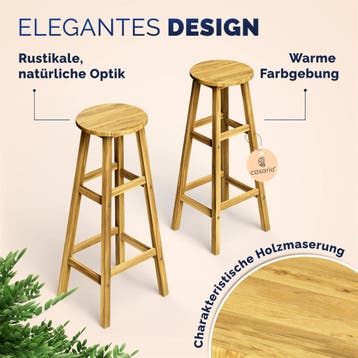 Barkrukken 2 stuks Acaciahout (Kantoor inrichting), Verzenden, Nieuw in verpakking