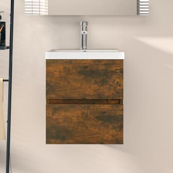 vidaXL Wastafelkast 41x38,5x45 cm bewerkt hout gerookt, Verzenden, Nieuw, Wastafelkast, Minder dan 100 cm