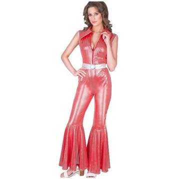 Rode Disco Diva Jumpsuit Dames – Jaren 70 - Maat S, Ophalen of Verzenden, Nieuw