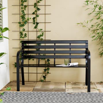 Tuinbank - zwart - 110 × 48 × 74 cm | zithoogte 41 cm |, Verzenden, Nieuw