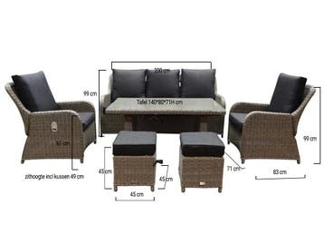 Bilbao stoel-bank dining loungeset verstelbaar 6-delig grijs, Tuin en Terras, Ophalen of Verzenden, Nieuw, Wicker