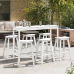vidaXL Tuin Bar Set 6 pcs Wit HDPE, Verzenden, Nieuw, 6 zitplaatsen