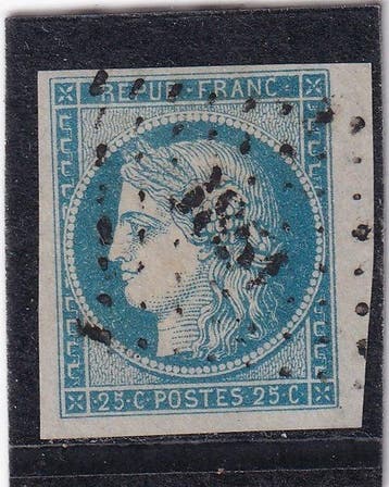 Frankrijk - 20c blauw rand van blad - Prachtig - Yvert n°4, Gestempeld