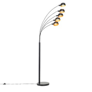 Design vloerlamp zwart met goud 5-lichts - Sixties Marmo, Verzenden, Nieuw, Design