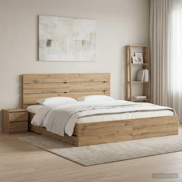 vidaXL Bed Frame with Storage and Headboard Artisan Oak 180, Bruin, Verzenden, Hout, Nieuw