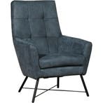 Leren fauteuil Proud - Kenia Denim (blauw), Huis en Inrichting, Fauteuils, Nieuw, Ophalen of Verzenden, 75 tot 100 cm, Industrieel, Modern