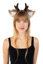 Haarband Luxe Hert Gewei Oortjes Grijs Wit Rendier Diadeem E, Ophalen of Verzenden, Nieuw, Carnaval, Accessoires