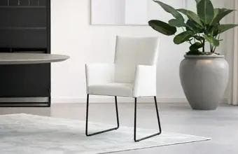 Witte leren eetkamerstoelen, Huis en Inrichting, Stoelen, Nieuw, Leer, Ophalen of Verzenden