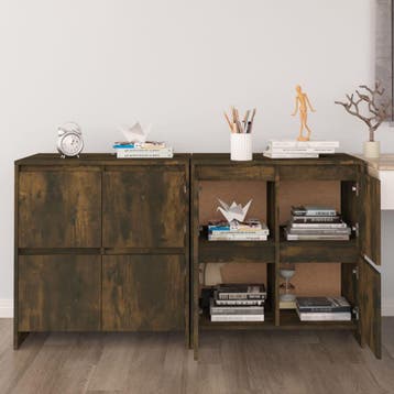 vidaXL Dressoirs 2 st 70x41x75 cm bewerkt hout gerookt, Verzenden, Nieuw, 50 tot 100 cm, 25 tot 50 cm