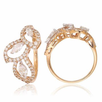 Ring - 18 karaat Roségoud - 0.88ct. tw. Diamant (Natuurlijk), Sieraden, Tassen en Uiterlijk, Ringen, Nieuw