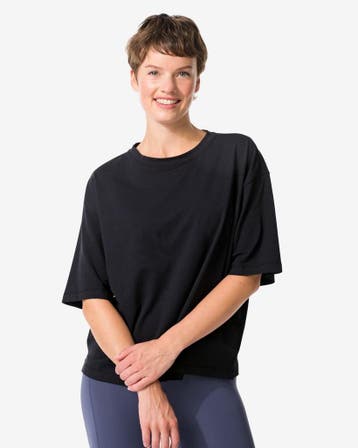 HEMA Dames T-shirt boxy fit zwart, Kleding | Dames, Overige Dameskleding, Verzenden, Nieuw