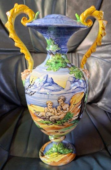 Cantagalli - Rare et superbe Pied de Lampe aux Faunes ,