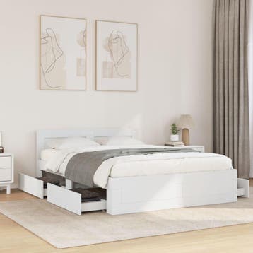 vidaXL Bedframe met hoofdeinde bewerkt hout wit 120x190 cm, Huis en Inrichting, Slaapkamer | Bedden, Verzenden, Wit, Nieuw, 190 cm of minder