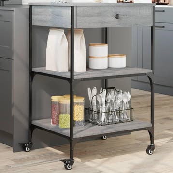 vidaXL Keukentrolley 60x48x89,5 cm bewerkt hout grijs sonoma, Verzenden, Nieuw