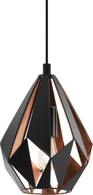 EGLO Carlton 1 Hanglamp - E27 - Ø 20,5 cm - Zwart/Koper, Verzenden, Nieuw