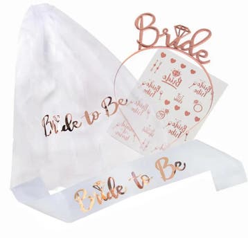 Bride to Be en Team Bride set met sjerp en buttons 16-delig, Ophalen of Verzenden, Nieuw, Versiering, Overige