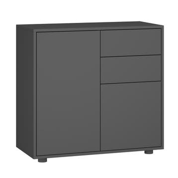 Commode Paarl 74x79x36 cm donkergrijs mat [en.casa], Huis en Inrichting, Kasten | Dressoirs, Verzenden, Nieuw