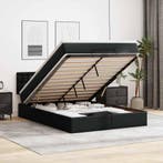 vidaXL Bed poef met matrassen en LEDs 140x200cm kunstleer, Overige materialen, Verzenden, Zwart, 140 cm