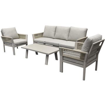 Saigon stoel bank loungeset 4 delig latte zand aluminium, Tuin en Terras, Ophalen of Verzenden, Nieuw