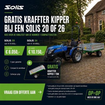 Solis 20 - 26 schakel minitractor ACTIE gratis KIPPER, Ophalen, Nieuw, Overige merken, Tot 2500
