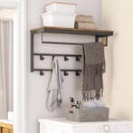 Wandkapstok met Plank –10 Haken en Wandrek voor Hal of Kamer, Huis en Inrichting, Woonaccessoires | Kapstokken, Verzenden, Nieuw