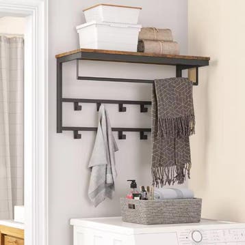 Wandkapstok met Plank –10 Haken en Wandrek voor Hal of Kamer, Verzenden, Nieuw