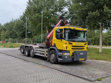 Vrachtwagen, SCANIA, P450, 2017, met autolaadkraan, HMF 2