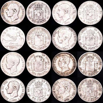 Spanje. Gobierno provisional, Alfonso XII y XIII. 2 Pesetas
