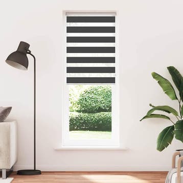 vidaXL Zebra rolgordijn 85x230 cm stofbreedte 80,9 cm zwart, Verzenden, Nieuw, Zwart