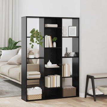 vidaXL Kamerverdeler Zwart Eiken 100 x 24 x 140 cm Bewerkt, Huis en Inrichting, Verzenden, Nieuw