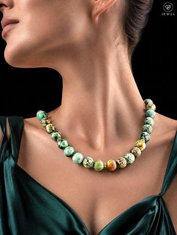 Afrikaanse turkoois edelsteen ketting - 925 sterlingzilver -