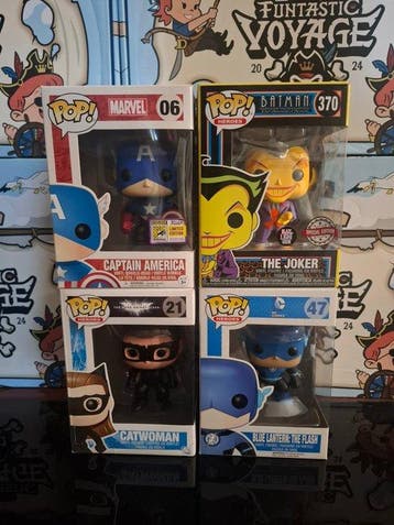 Funko - Funko Pop Captain America; The Joker; Catwoman; Blue