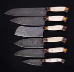 Keukenmes - Kitchen knife set - Staal, Hout, Leder - Noord