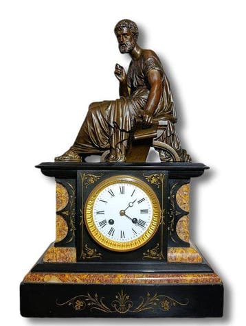 Figurale pendule - Marmer, Brons, Messing - 1850-1900, Antiek en Kunst