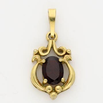 Zonder minimumprijs - Hanger - 8 karaat Geel goud Granaat, Sieraden, Tassen en Uiterlijk, Antieke sieraden