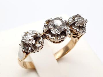 Ring - 18 karaat Geel goud, Witgoud - 0.36ct. tw. Diamant, Nieuw