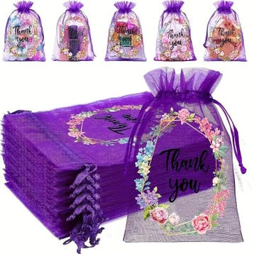 Fako Bijoux - Organza Zakjes Met Print - Thank You, Verzenden, Nieuw