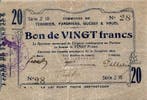20 Francs 1915 France Komitat 02700 – Tergnier – Fargnie, Verzenden