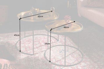 Set van 2 ronde salontafels ELEMENTS 65cm goud zwart metalen, Ophalen of Verzenden, Nieuw