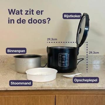 Rijstkoker met Stomer - 1.8L - Slowcooker met Timer, Verzenden, Zo goed als nieuw