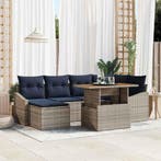 vidaXL Tuin Sofa Set met opslag 7 pcs Grijs Poly riet, Verzenden, Nieuw, Rotan