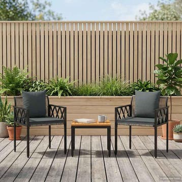 vidaXL tuinmeubelset 3 st Grijs en Donkergrijs poly rattan, Verzenden, Nieuw, Rotan, 3 zitplaatsen
