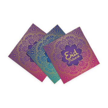 Eid Mubarak Servetten Paars/Blauw (20st), Ophalen of Verzenden, Nieuw