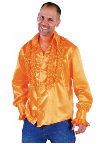 Blouse disco ruches populair oranje, Ophalen of Verzenden, Nieuw