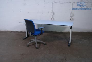 Gebruikte Lensvelt Bureau Grijs 200x80 Wit/Zwart Frame, Huis en Inrichting, Overige typen, Gebruikt, Verzenden, Overige merken