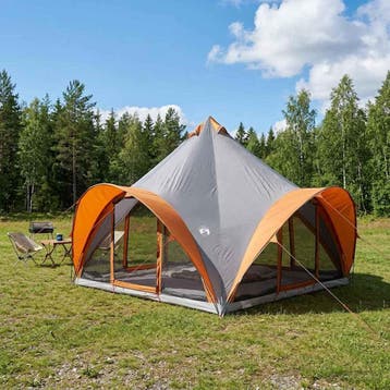 vidaXL Tipi Tent met dak Grijs en Oranje 6-persoons, Verzenden, Nieuw, Tot en met 2