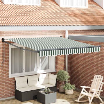 vidaXL Handmatige Zonnescherm 3 x 2,5 m Groen en wit, Verzenden, Nieuw